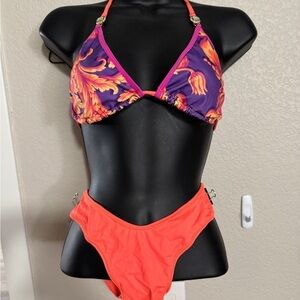 Queen Blue Swim Vibrant Orange and Purple Bikini